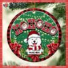 Ho Red Plaid Around Green Circle Ceramic Ornament, Custom Dog Ornaments