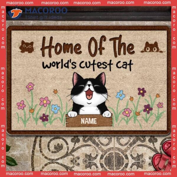 Home Of The World’s Cutest Cats Custom Doormat, Front Door Mat, Gifts For Cat Lovers