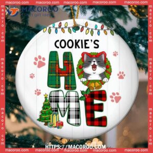 Personalized Cat Breed Circle Ceramic Ornament, Xmas Gifts For Lovers, Cat Tree Ornaments