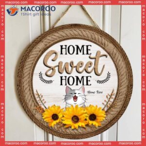 Home Sweet Home, Sunflowers Happy Cats, Personalized Cat Wooden Signs