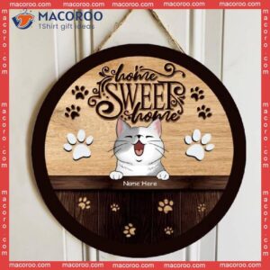 Home Sweet Home, Wooden, Personalized Cat Wooden Signs