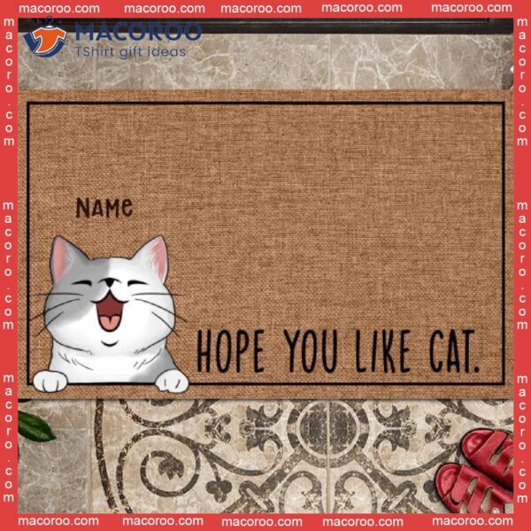 Hope You Like Cat Outdoor Door Mat, Personalized Doormat, Gifts For Lovers