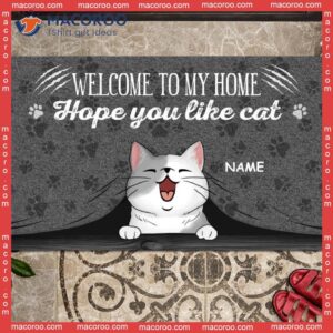 Hope You Like Cats Front Door Mat, Welcome To My Home Custom Doormat, Gifts For Cat Lovers