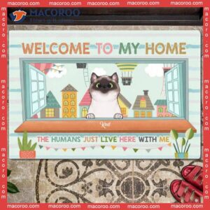 Hot Air Balloons Outside Window, Welcome To My Home Personalized Doormat, Gifts For Cat Lovers