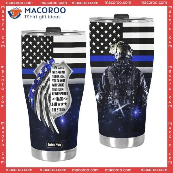 I Am Storm Police American Flag Stainless Steel Tumbler