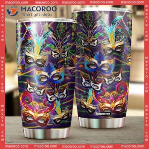 i m here for the masks mardi grasstainless steel tumbler 3