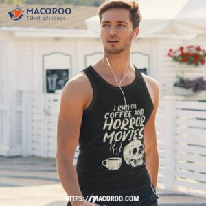 i run coffee horror movies skull skeleton fun halloween shirt skeleton masks tank top