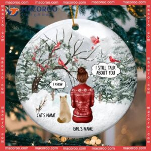 I Still Talk About You We Know Circle Ceramic Ornament, Personalized Cat Lovers Decorative Christmas Ornament
