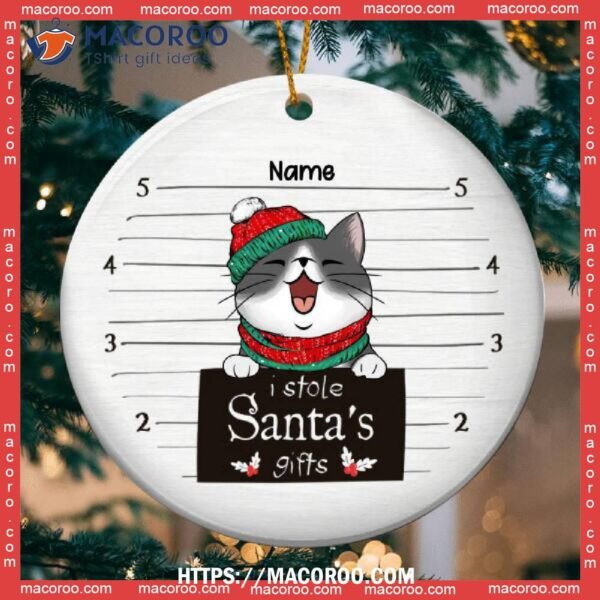 I Stole Santa’s Gifts, Naughty Cat, Xmas Gifts For Lovers, Cat Christmas Tree Ornaments