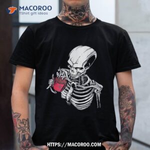 Iced Coffee Skeleton Drinking Funny Halloween Skull Shirt, Spooky Scary Skeletons