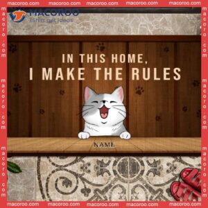 In This Home We Make The Rules Front Door Mat, Gifts For Pet Lovers, Custom Doormat