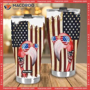independence day 4th of july flamingo american flag stainless steel tumbler 3