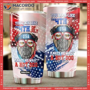 independence day pug you look like the 4th of july makes me want a hot dog stainless steel tumbler 1