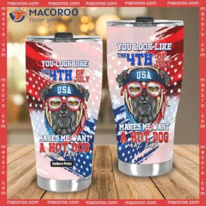 independence day pug you look like the 4th of july makes me want a hot dog stainless steel tumbler 3
