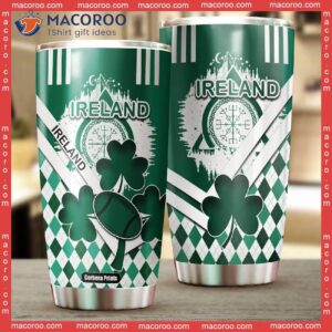 ireland rugby shamrock patrick s day green stainless steel tumbler 2