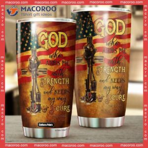 it is god who arms me with strength firefighter stainless steel tumbler 1