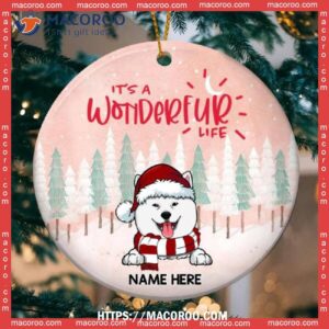 It’s A Wonderful Life Pinktone Circle Ceramic Ornament, Dog Christmas Ornaments