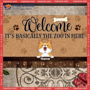 It’s Basically The Zoo In Here Custom Doormat,﻿ Outdoor Door Mat, Welcome, Gifts For Cat Lovers