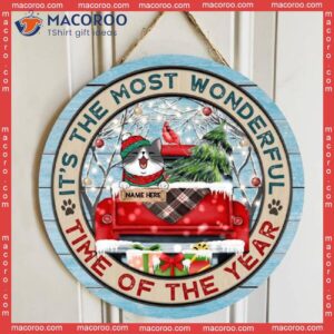 It’s Most Wonderful Time Of The Year, Red Truck Letters Around Welcome Door Signs , Gifts For Cat Lovers, Mom Gifts,christmas Decorations