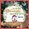 It’s The Most Wonderful Time Custom V4 Circle Ceramic Ornament, Personalized Dog Lovers Decorative Christmas Ornament