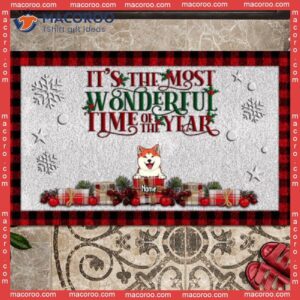 It’s The Most Wonderful Time Of Year Personalized Doormat, Gifts For Dog Lovers,christmas Front Door Mat