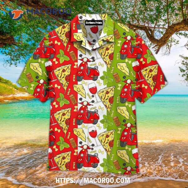 Italian-patterned Green Hawaiian Shirts