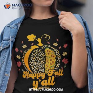 Its Fall Yall Leopard Print Pumpkin Sunflower Halloween Shirt