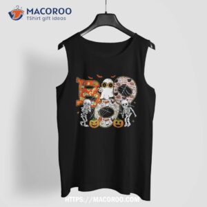 jack o lantern pumpkin boo griddy halloween kids shirt skeleton head tank top