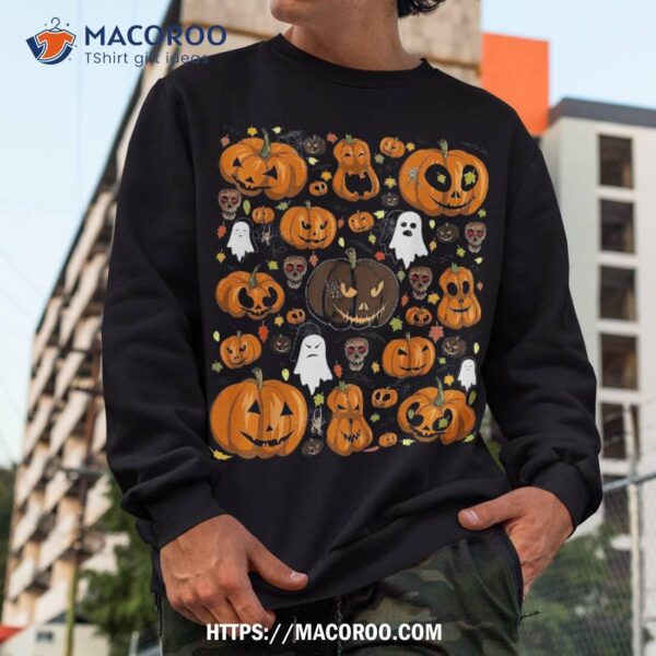 Jack-o-lantern Skull Tee Ghost Spider Evil Pumpkin Halloween Shirt, Skull Pumpkin