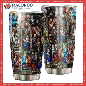 jesus life stained glass stainless steel tumbler 0