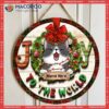 Joy To The World, Christmas Decoration, Personalized Cat Wooden Signs