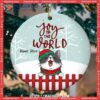Joy To The World Mint Green Red Fence Circle Ceramic Ornament, Bengals Christmas Ornaments