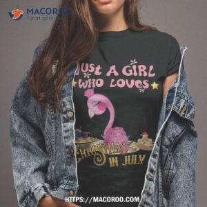 Just A Girl Who Loves Christmas In July Holly Flamingo Shirt