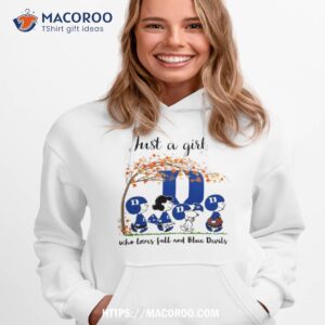 just a girl who loves fall and blue devils peanuts cartoon halloween shirt hoodie 1