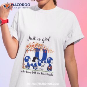 just a girl who loves fall and blue devils peanuts cartoon halloween shirt tshirt 1
