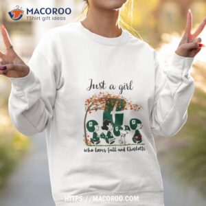just a girl who loves fall and charlotte peanuts cartoon halloween shirt sweatshirt 2