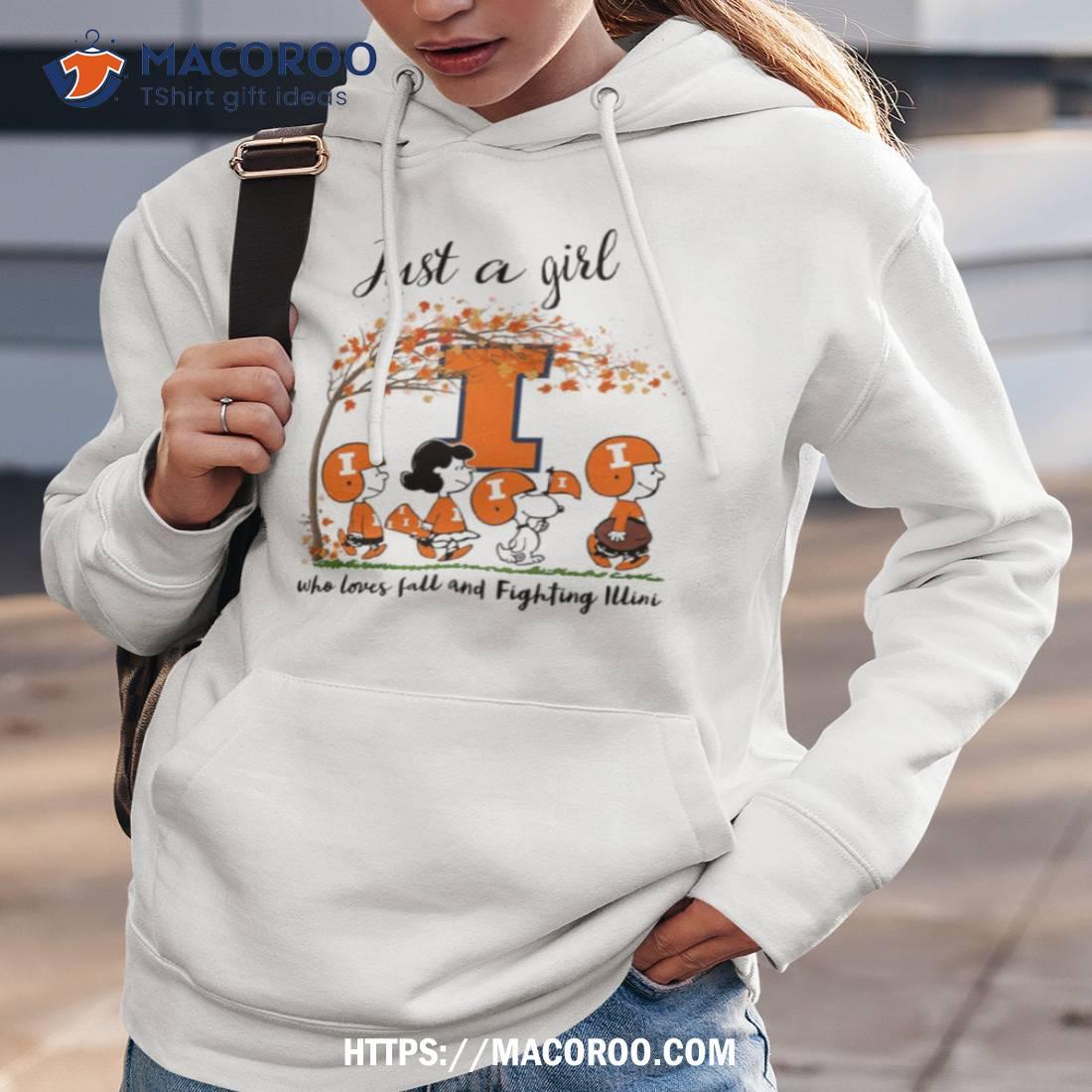 Just A Girl Who Loves Fall And Fighting Illini Peanuts Cartoon Halloween Shirt Just A Girl Who Loves Fall And Fighting Illini Peanuts Cartoon Halloween Shirt