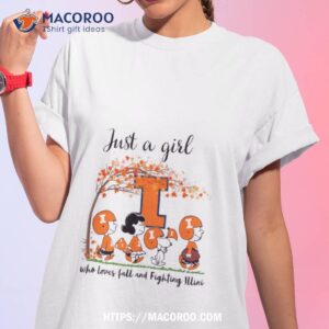 just a girl who loves fall and fighting illini peanuts cartoon halloween shirt tshirt 1