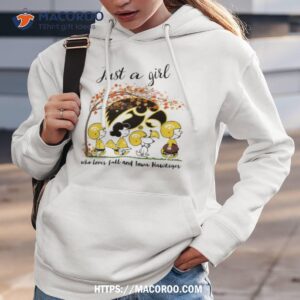 just a girl who loves fall and iowa hawkeyes peanuts cartoon halloween shirt hoodie 3