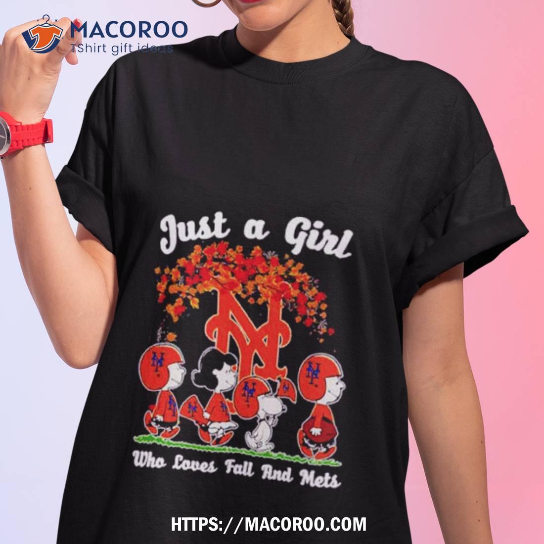 Just A Girl Who Loves Fall And Mets Snoopy Peanuts Shirt Just A Girl Who Loves Fall And Mets Snoopy Peanuts Shirt