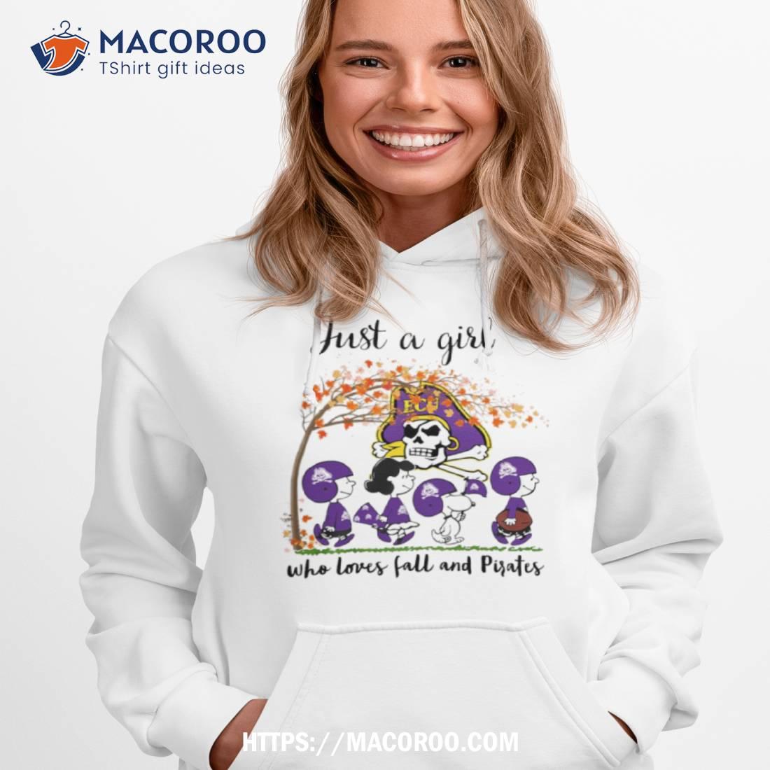 Just A Girl Who Loves Fall And Pirates Peanuts Cartoon Halloween Shirt Just A Girl Who Loves Fall And Pirates Peanuts Cartoon Halloween Shirt