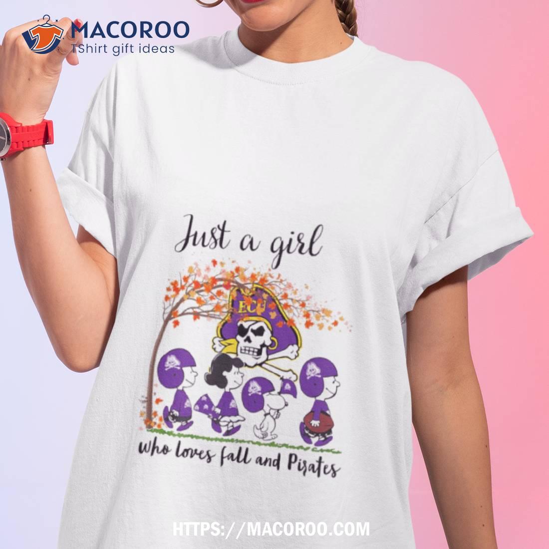 Just A Girl Who Loves Fall And Pirates Peanuts Cartoon Halloween Shirt Just A Girl Who Loves Fall And Pirates Peanuts Cartoon Halloween Shirt