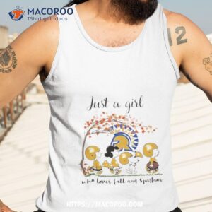 just a woman who loves fall and san jose state spartans peanuts cartoon shirt tank top 3