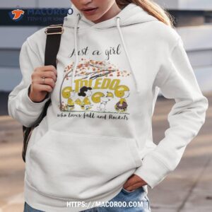 just a woman who loves fall and toledo rockets peanuts cartoon shirt hoodie 3