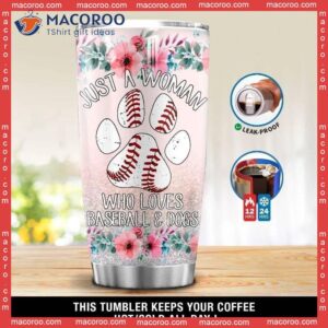 Just Woman Who Loves Baseball And Dogs Stainless Steel Tumbler