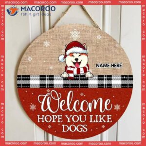 Jute Canvas Theme , Gift For Dog Lovers, Hope You Like Dogs Home Sweet Signs,christmas Welcome Door Sign, Mom Gifts