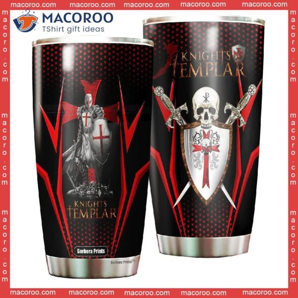 Knight Templar Skull Red And Black Stainless Steel Tumbler