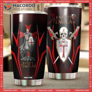 Knight Templar Skull Red And Black Stainless Steel Tumbler