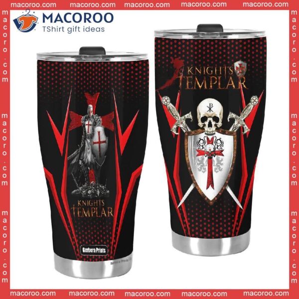 Knight Templar Skull Red And Black Stainless Steel Tumbler