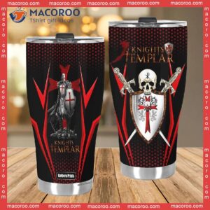 knight templar skull red and black stainless steel tumbler 3